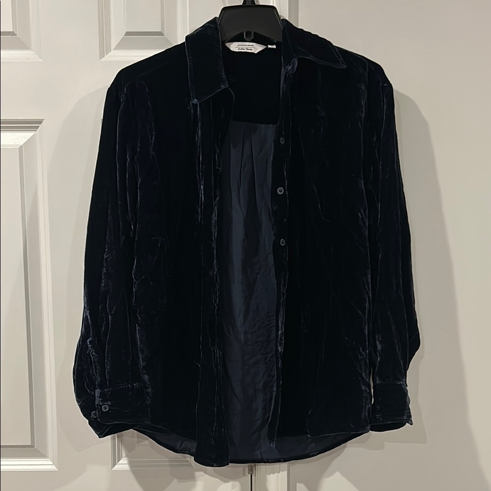 Blue Velvet Button-up Blouse - & Other Stories - Size XS - Romantic - Whimsigoth